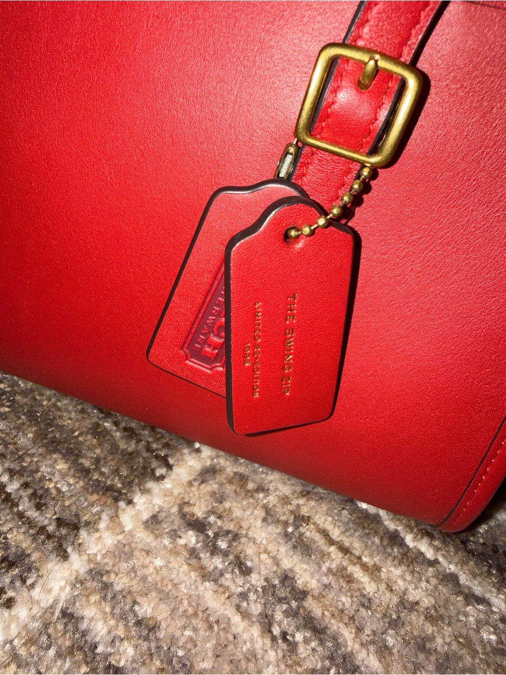 Coach Red Leather Swing Double-Strap Shoulder Bag Full Size - Picture 3 of 9